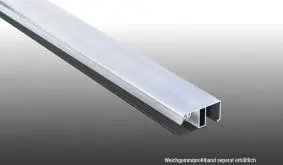 Das günstige Aluprofil Kombisystem Randprofil für 16 mm Doppelstegplatten inkl. eingezogener Lippendichtung ist in den Längen 2000 mm bis 7000 mm erhältlich. Das Randprofil ist eine Kombination aus Aluoberprofil und Weichgummiprofilband als Auflage.