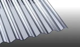 Extrem schlagzäh und das ideale Lichtband für Sinuswellbleche: Die glasklare 1,0 mm Polycarbonat Wellplatte S 76/18 