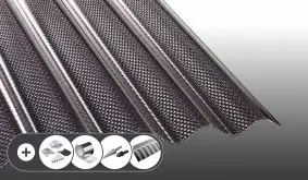 Polycarbonat Wellplatten mit Wabenstruktur - Lichtgrau im Set