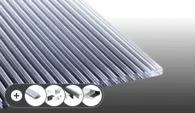 Polycarbonat Stegplatte - 16 / 20 mm - 3-Fach - Glasklar im Set