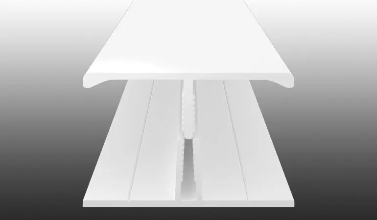 2-teiliges H-Profil aus wetterfestem PVC-Kunststoff zum Verbinden zweier Kunststoffpaneele