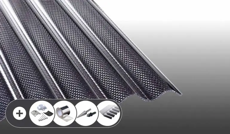 Acryl Wellplatten mit Wabenstruktur - Lichtgrau im Set