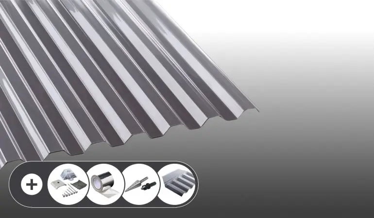 Polycarbonat Wellplatten - Silbergrau im Set