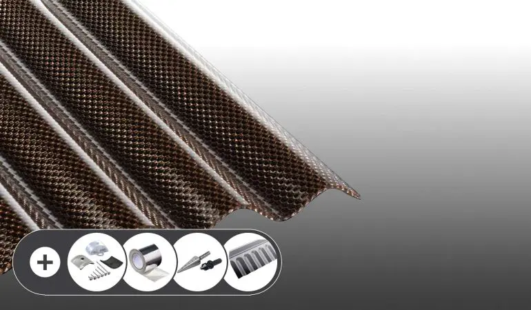 Polycarbonat Wellplatten mit Wabenstruktur - Bronze im Set