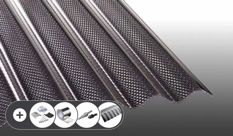 Polycarbonat Wellplatten mit Wabenstruktur - Lichtgrau im Set