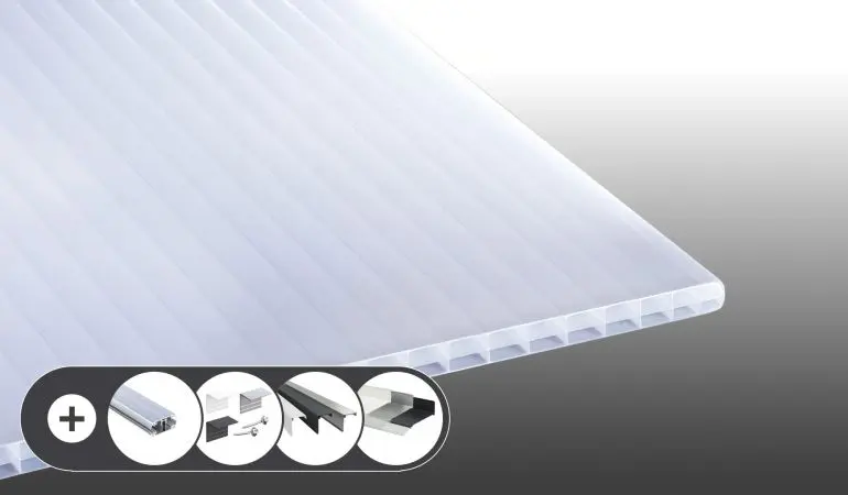 Polycarbonat Stegplatte - 16 / 20 mm - 3-Fach - Sonnenreflektierend im Set