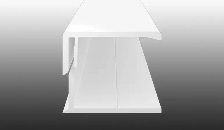 UV-beständiges U-Abschlussprofil aus 2-teiligem PVC-Klicksystem in 5 verschiedenen Dekoren.