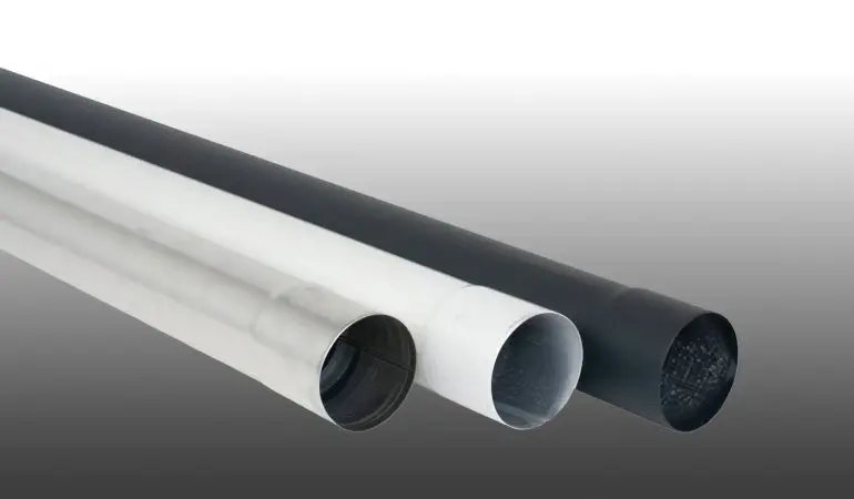 Die Fallrohre für unsere Aluminium-Dachrinnen bieten wir in praktischen Längen von 1000 und 2000 mm. Farben: Pressblank, Weiß und Anthrazit.