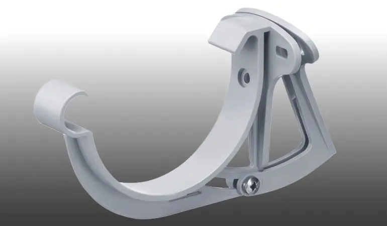 Die verstellbare Inefa Dachrinnen-Halterung 'Flexibel' für die Montage an schrägen Stirnbrettern oder Sparrenköpfen
