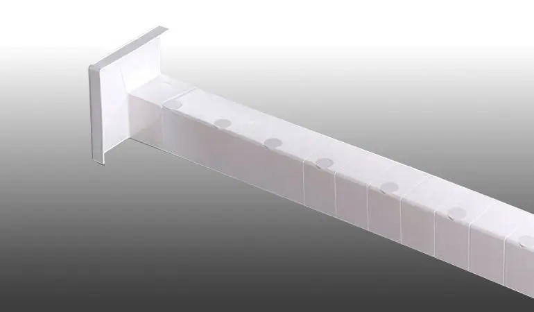 Das weiße Inneneckstück für Heering 9 mm Winkelprofile hat eine Länge von 500 - Zuschnitte müssen bauseits erfolgen