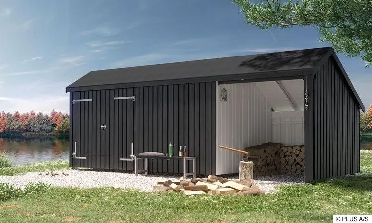 Multi-Gartenhaus, 3 Module, mit Doppeltür sowie offener und geschlossener Fassade