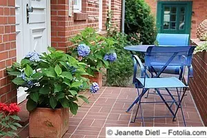 Klinkersteingepflasterte Terrasse