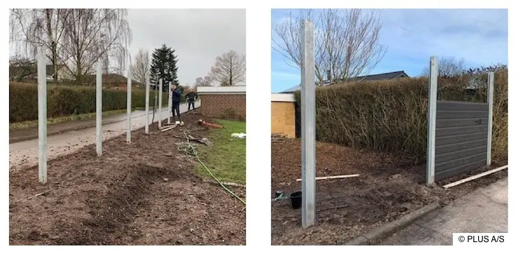 Stehen die Pfosten stabil, werden die Nut-Feder-Profile eingesetzt