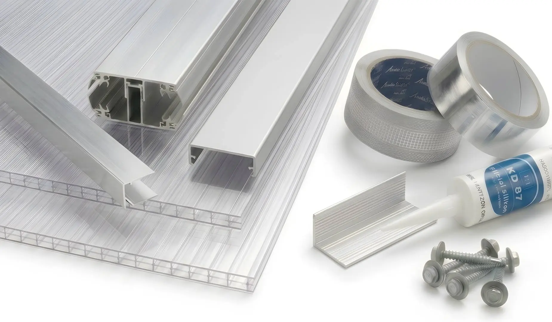 Bestandteile unserer Doppelstegplatten Komplettsets