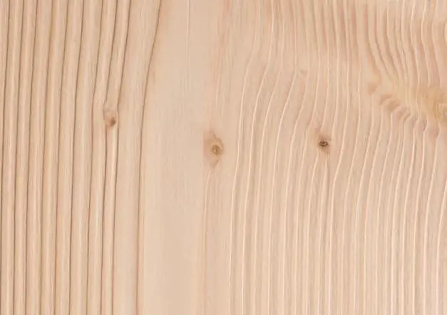 Oberfläche von Douglasienholz Douglasienholz-Oberfläche mit natürlicher Maserung, feinen Jahresringen und Astansätzen, ideal für langlebige Holzkonstruktionen.