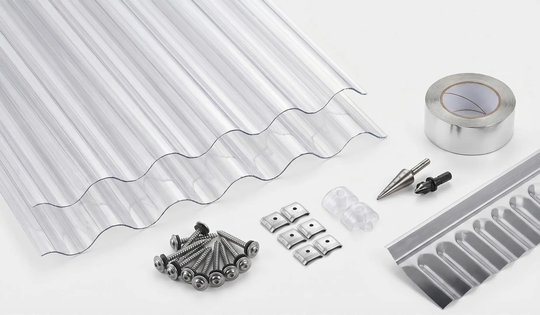 Wellplatten Komplettsets mit Montagematerial und Zuebhör