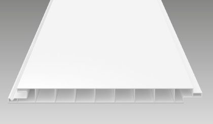 Ideal für Wand- und Deckenverkleidungen: Weißes 17 mm PVC-Paneel mit 200 mm Deckbreite und glatter Oberfläche