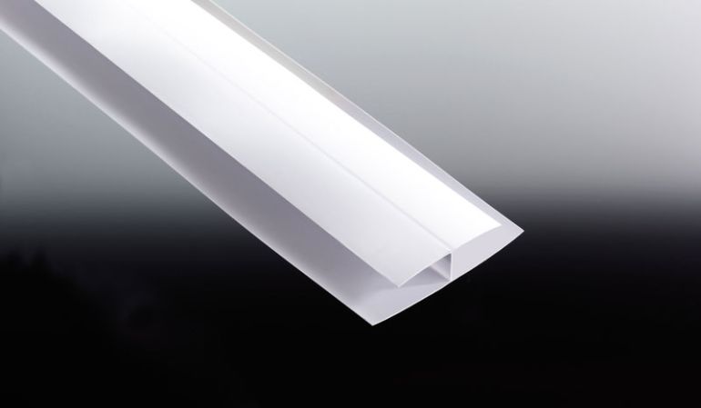 Pflegeleichtes H-Profil für PVC Paneele 10/100 in Weiß. Länge: 3000 mm